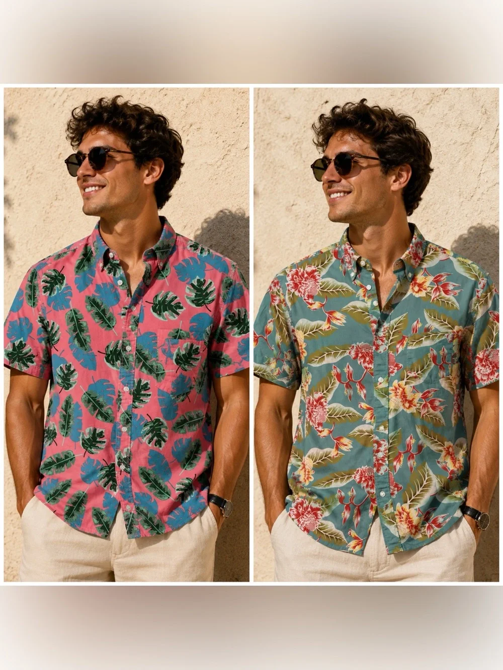 J.Crew Flex Washed Large Slim Shirt Lot 2 Tropical Hawaiian Floral Cotton
